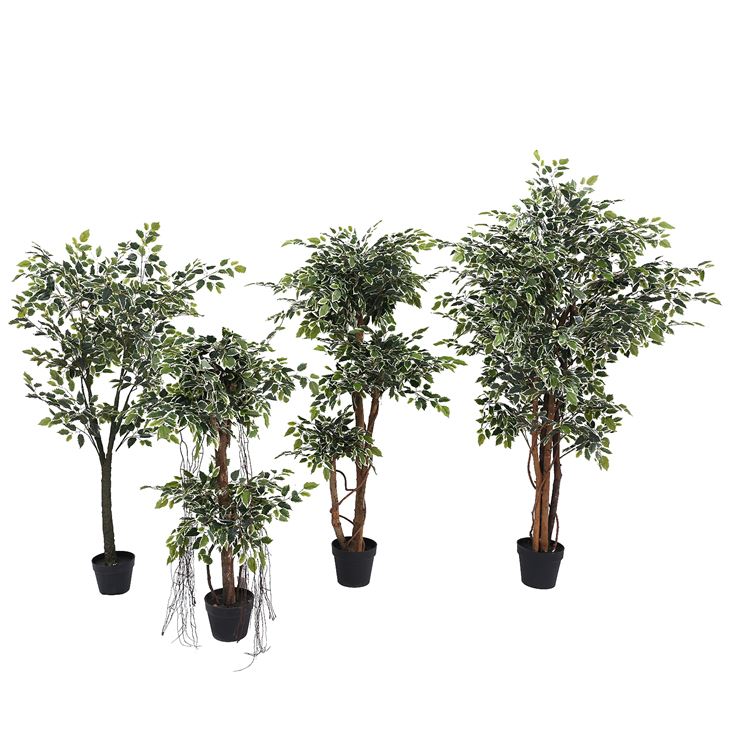 Árvore de folhas de banyan de borda branca artificial